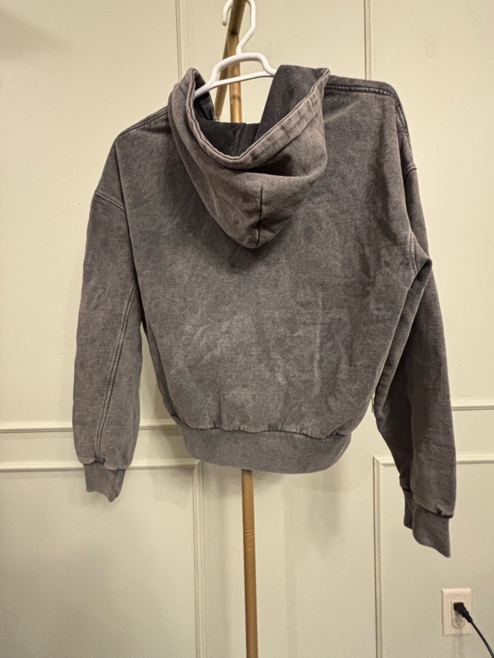 Zara Washed Gray Full-Zip Hooded Sweatshirt MSRP $70 NWT Small - Picture 3 of 4
